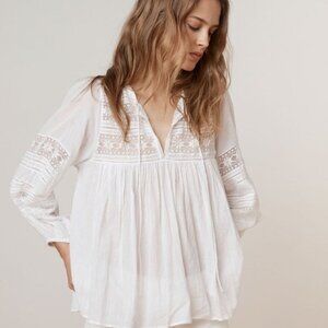 Velvet by Graham & Spencer Evie Cotton Lace Peasant Top - Like New